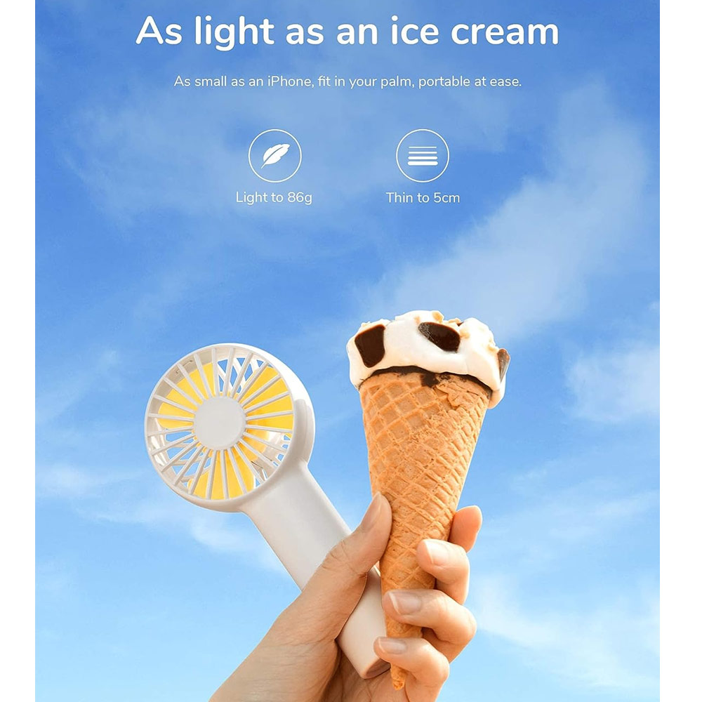 Picture of Jisulife Malaysia Mini Pocket Tiny Size Handheld Fan Portable Rechargeable 2000mAh for Outdoor Indoor Badminton Court Concert FA20 (White)