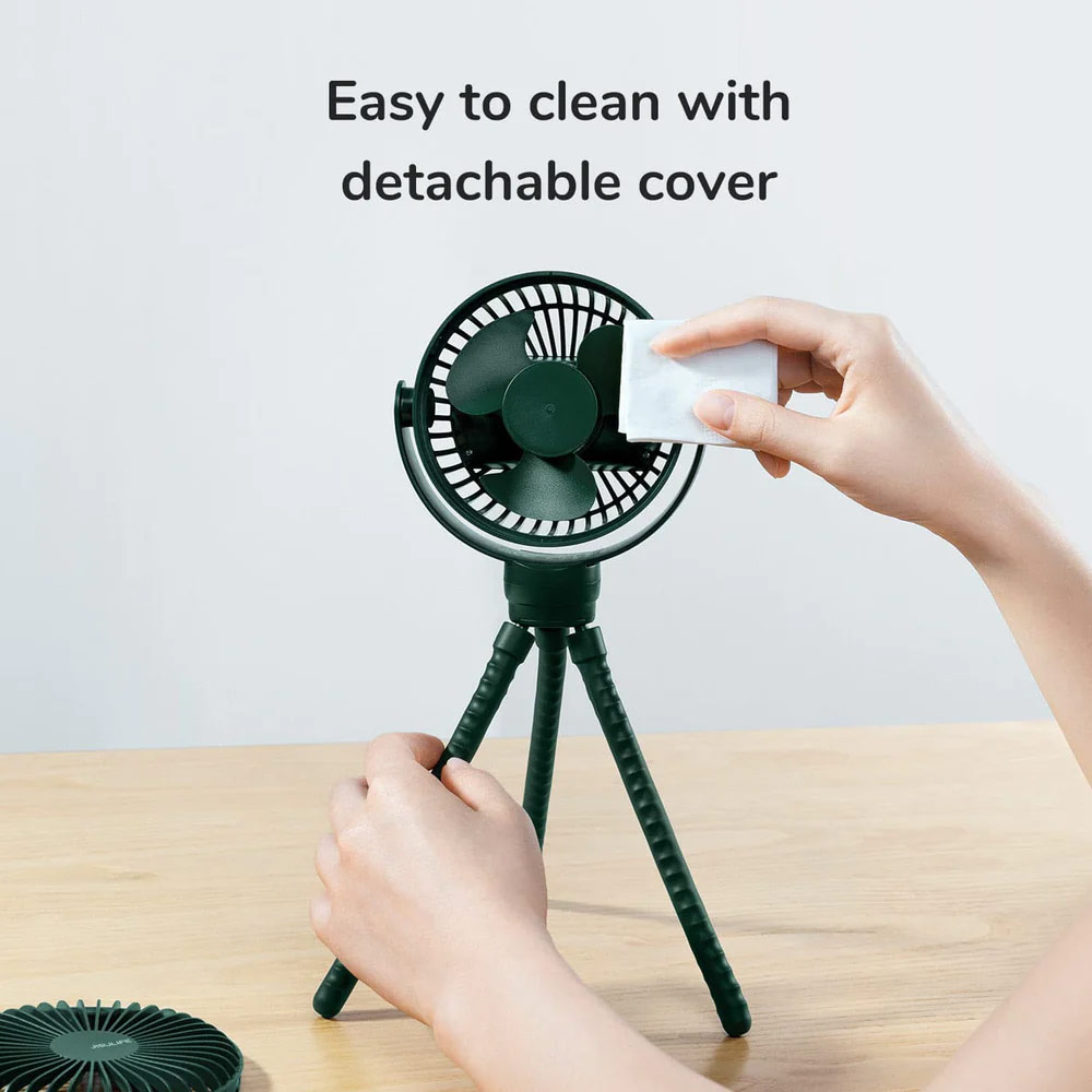 Picture of Jisulife Child Safe Low Noise Stroller Car Seat Rotatable Flexible Tripod Mini Rechargeable Fan FA40A  (Green)