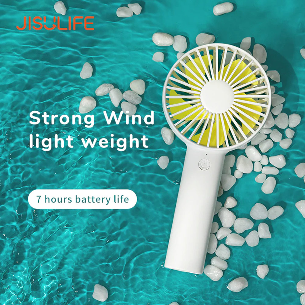 Picture of Jisulife Malaysia 3 Speed Wind Portable Fast Charge Rechargeble 2000mAh Handheld Fan for Outdoor Indoor Badminton Court Concert Picnic Camping FA21 (Brown)