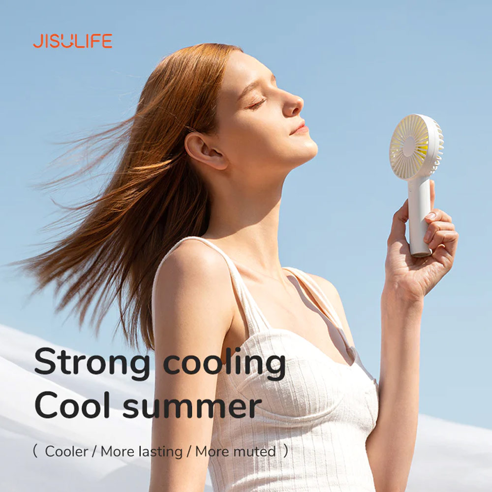 Picture of Jisulife Malaysia 3 Speed Wind Portable Fast Charge Rechargeble 2000mAh Handheld Fan for Outdoor Indoor Badminton Court Concert Picnic Camping FA21 (Brown)