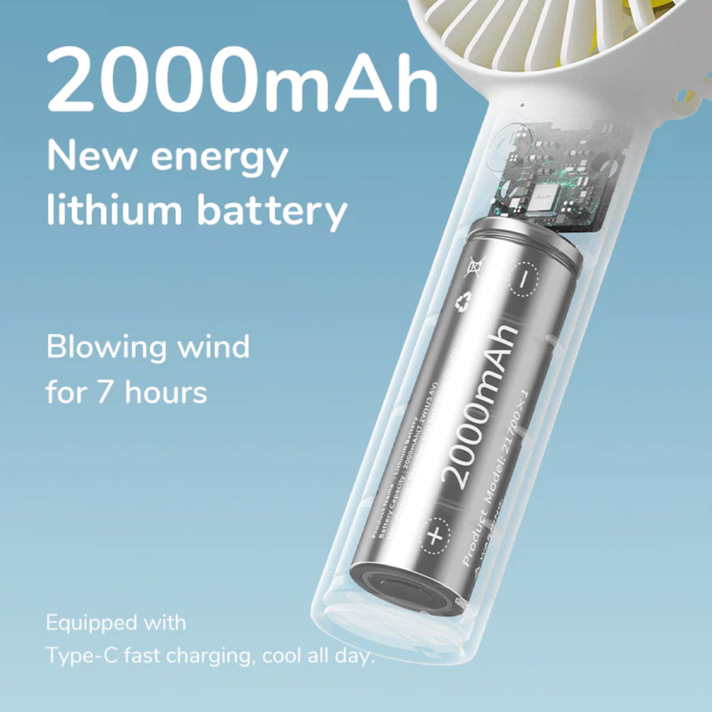 Picture of Jisulife Malaysia 3 Speed Wind Portable Fast Charge Rechargeble 2000mAh Handheld Fan for Outdoor Indoor Badminton Court Concert Picnic Camping FA21 (Brown)