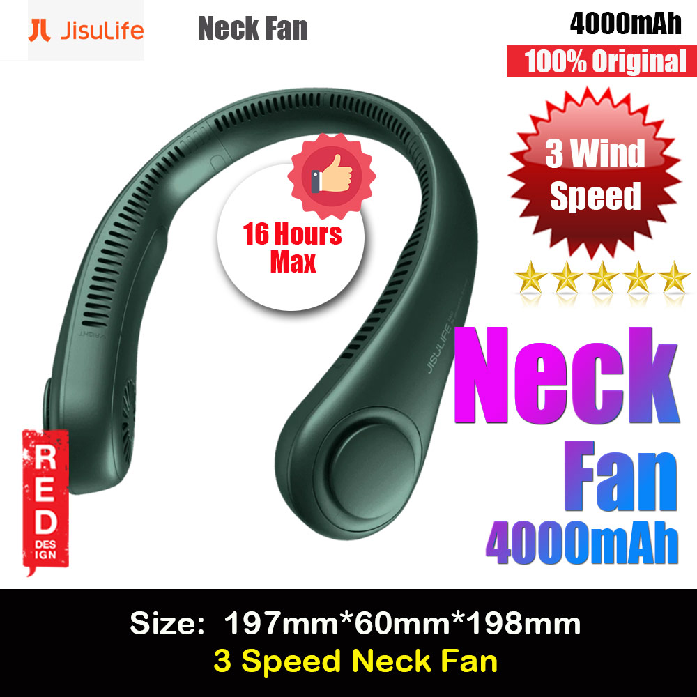 Picture of JISULIFE Malaysia Portable Neck Fan Hands Free Bladeless Fan 4000 mAh Battery Operated Wearable Personal Fan Leafless Rechargeable Headphone Design USB Powered Desk Fan 3 Speeds  for Running Badminton Indoor Court Concert Picnic Camping Outdoor Activity FA14  (Green)