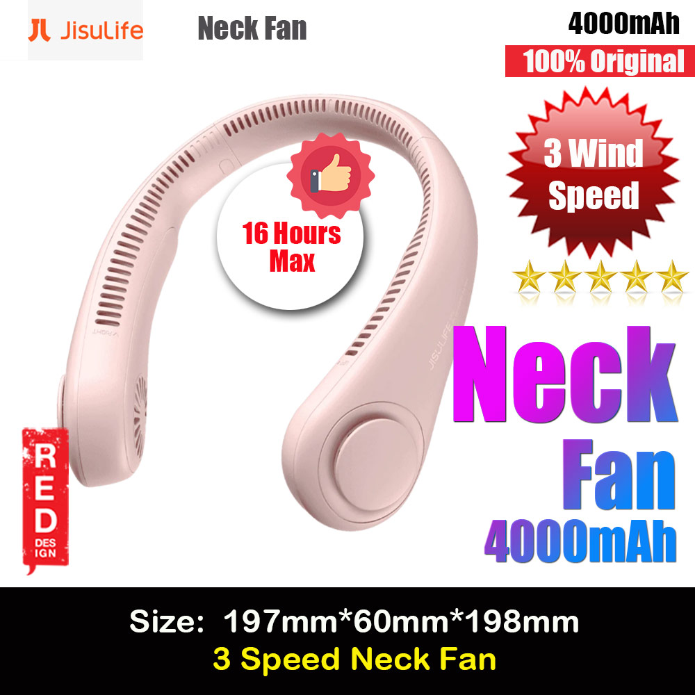 Picture of JISULIFE Malaysia Portable Neck Fan Hands Free Bladeless Fan 4000 mAh Battery Operated Wearable Personal Fan Leafless Rechargeable Headphone Design USB Powered Desk Fan 3 Speeds  for Running Badminton Indoor Court Concert Picnic Camping Outdoor Activity FA14 (Pink)