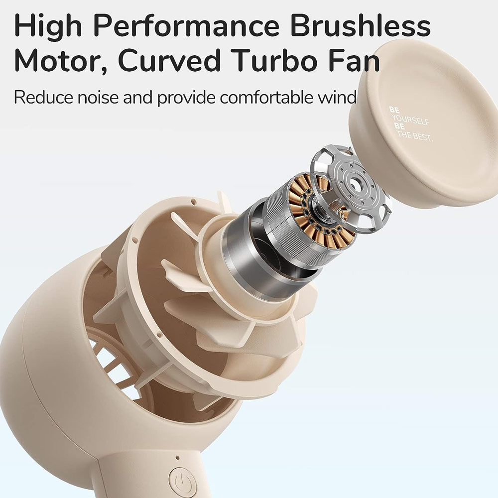 Picture of Jisulife Malaysia 5 Speed Turbo Strong Wind Portable Fast Charge Rechargeble 4500mAh Hidden Blade Handheld Mini Fan for Outdoor Indoor Badminton Court Concert Picnic Camping FA42 (Brown)