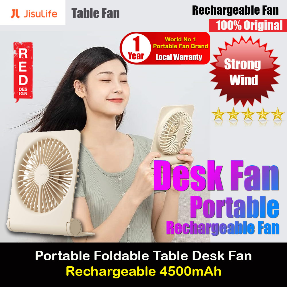 Picture of Jisulife Ultra Slim Table Fan Lite Strong Air Flow 4 Speed Wind Portable Rechargeable 4500mAh Desktop Fan For Home Office Outdoor Travel (Brown) Red Design- Red Design Cases, Red Design Covers, iPad Cases and a wide selection of Red Design Accessories in Malaysia, Sabah, Sarawak and Singapore 