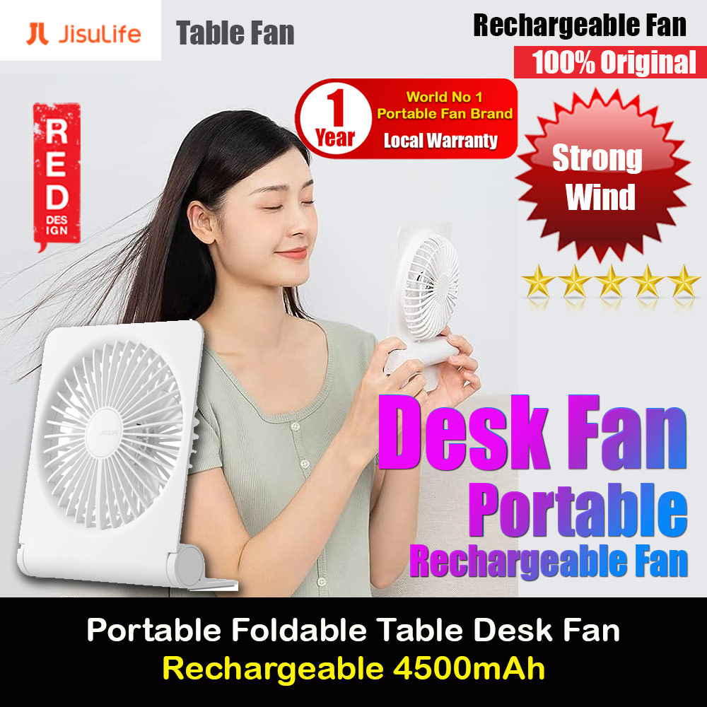 Picture of Jisulife Ultra Slim Table Fan Lite Strong Air Flow 4 Speed Wind Portable Rechargeable 4500mAh Desktop Fan For Home Office Outdoor Travel (White) Red Design- Red Design Cases, Red Design Covers, iPad Cases and a wide selection of Red Design Accessories in Malaysia, Sabah, Sarawak and Singapore 