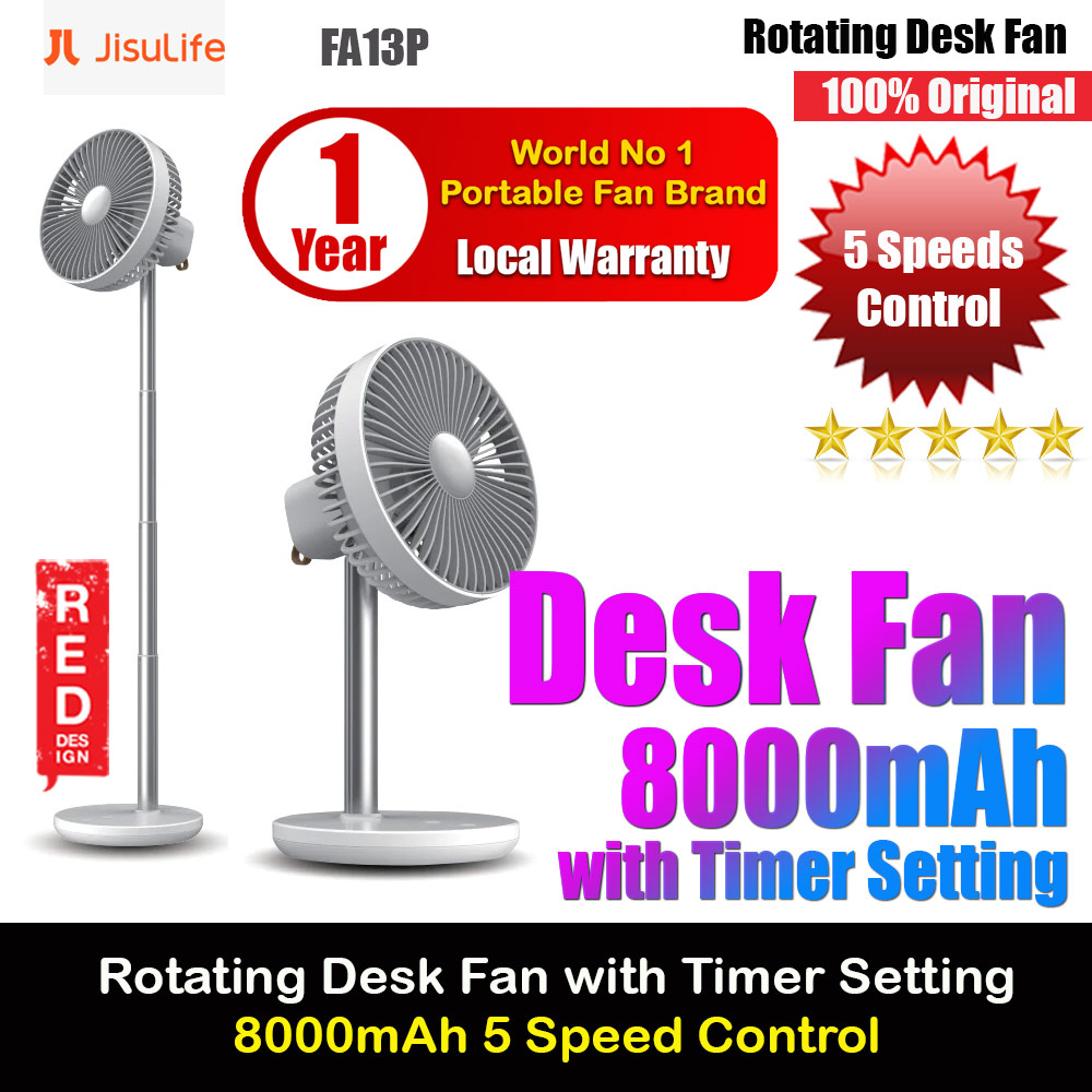 Picture of JISULIFE Oscillating Rotation Desk Fan Portable Timer Setting Extendable Desktop Fan 8000mAh USB-C Rechargeable Electric Table Fan for Office Room Travel Outdoor Indoor Picnic FA13P (White) Red Design- Red Design Cases, Red Design Covers, iPad Cases and a wide selection of Red Design Accessories in Malaysia, Sabah, Sarawak and Singapore 