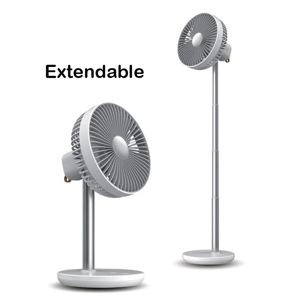 Picture of JISULIFE Oscillating Rotation Desk Fan Portable Timer Setting Extendable Desktop Fan 8000mAh USB-C Rechargeable Electric Table Fan for Office Room Travel Outdoor Indoor Picnic FA13P (White)