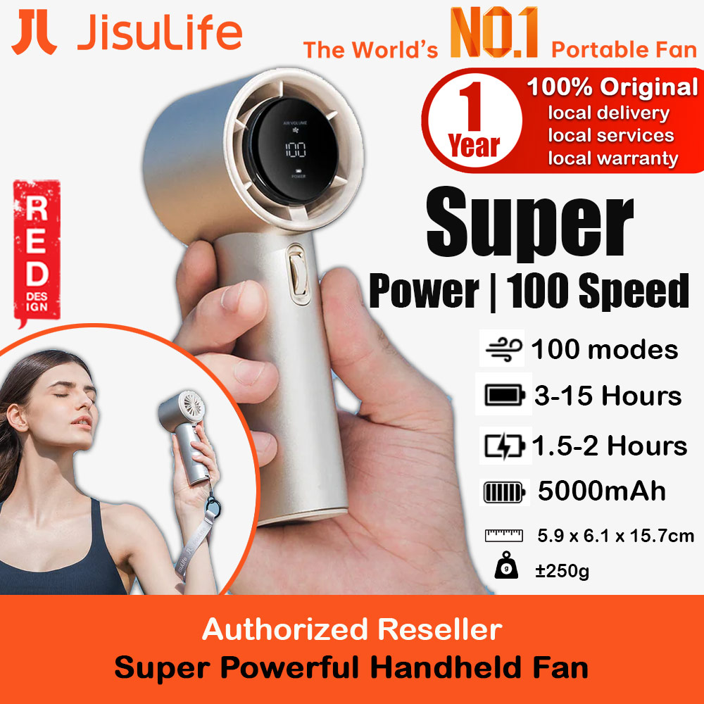 Picture of Jisulife Super Power 100 Speed Turbo Strong Wind Portable Fast Charge Rechargeable 5000mAh Hidden Blade High Quality Handheld Mini Fan for Outdoor Indoor Badminton Court Concert Picnic Camping FA53Pro (Bright Brown) Red Design- Red Design Cases, Red Design Covers, iPad Cases and a wide selection of Red Design Accessories in Malaysia, Sabah, Sarawak and Singapore 