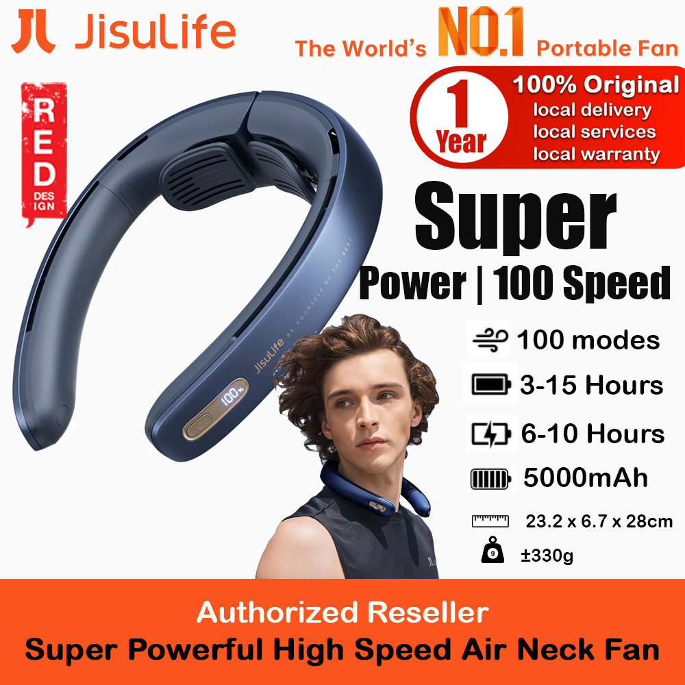 Picture of JISULIFE Super Power High Speed Air Neck Cooler Portable Neck Fan Hands Free Bladeless Fan 5000mAh Battery Operated Wearable Personal Fan Leafless Rechargeable Headphone Design 100 Speed Neck Fan for Running Badminton Indoor Court Concert Picnic Camping Outdoor Activity FA45 (Navy Blue) Red Design- Red Design Cases, Red Design Covers, iPad Cases and a wide selection of Red Design Accessories in Malaysia, Sabah, Sarawak and Singapore 