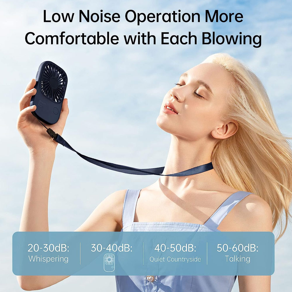 Picture of Jisulife Malaysia Handheld Fan Ultra Thin Mini Fan Small Portable Fan USB Rechargeable Personal Lash Fan with 3 Speeds for Office Outdoor Travel (Navy)