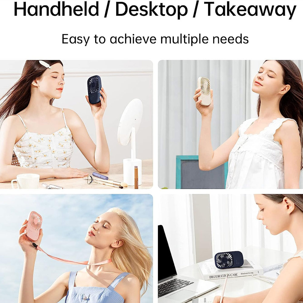 Picture of Jisulife Malaysia Handheld Fan Ultra Thin Mini Fan Small Portable Fan USB Rechargeable Personal Lash Fan with 3 Speeds for Office Outdoor Travel (Navy)