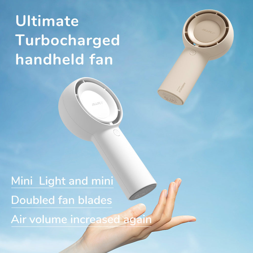 Picture of Jisulife Malaysia Turbocharged 3 Speed Portable Fast Charge Rechargeble 4000mAh Hidden Blade High Quality Handheld Mini Fan for Outdoor Indoor Badminton Court Concert Picnic Camping FA43 ( Brown)