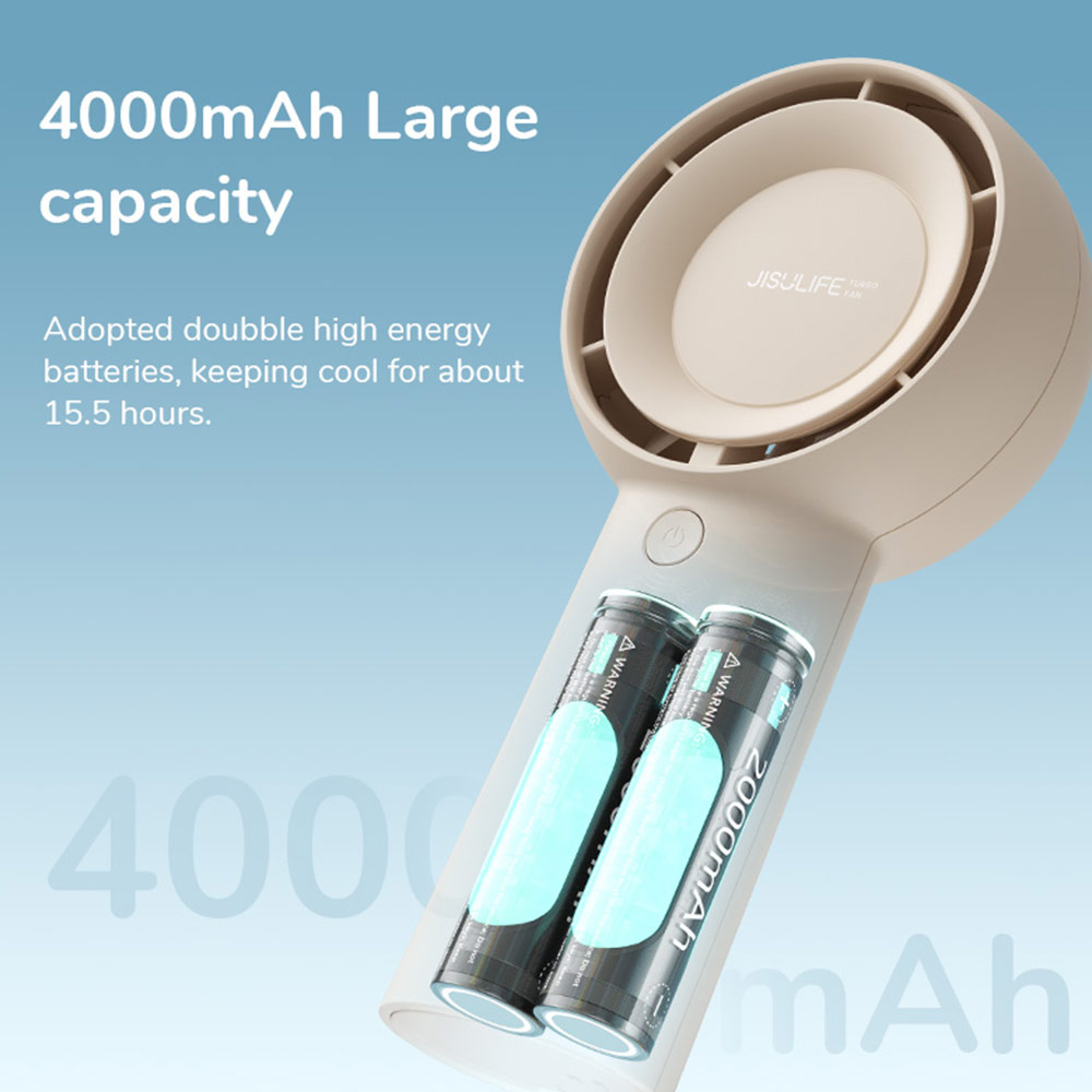 Picture of Jisulife Malaysia Turbocharged 3 Speed Portable Fast Charge Rechargeble 4000mAh Hidden Blade High Quality Handheld Mini Fan for Outdoor Indoor Badminton Court Concert Picnic Camping FA43 ( Brown)