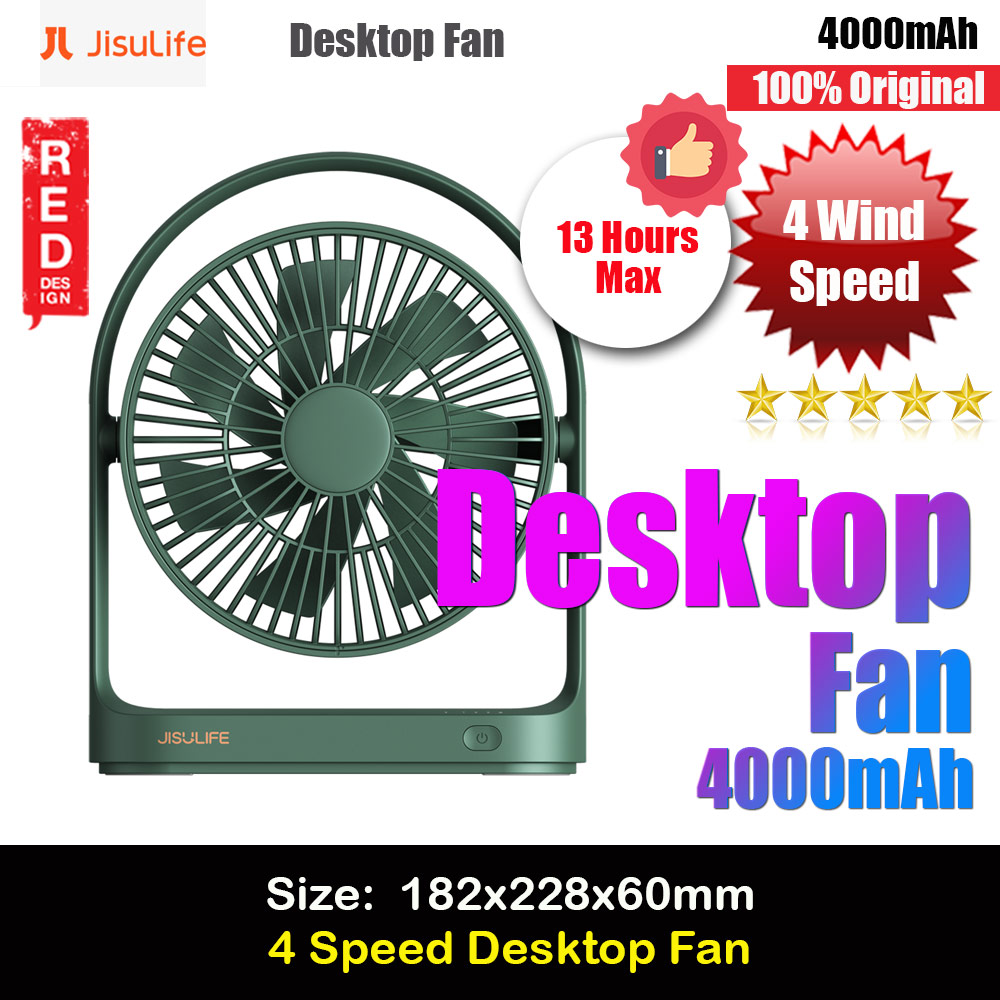 Picture of JISULIFE Desk Fan Small Portable Desktop Fan Strong Airflow Ultra Quiet 4000mAh USB Rechargeable Electric Table Fan for Office Room Travel Outdoor Indoor Picnic Camping (Green) Red Design- Red Design Cases, Red Design Covers, iPad Cases and a wide selection of Red Design Accessories in Malaysia, Sabah, Sarawak and Singapore 