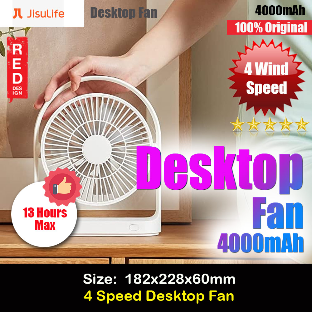 Picture of JISULIFE Desk Fan Small Portable Desktop Fan Strong Airflow Ultra Quiet 4000mAh USB Rechargeable Electric Table Fan for Office Room Travel Outdoor Indoor Picnic Camping (White) Red Design- Red Design Cases, Red Design Covers, iPad Cases and a wide selection of Red Design Accessories in Malaysia, Sabah, Sarawak and Singapore 