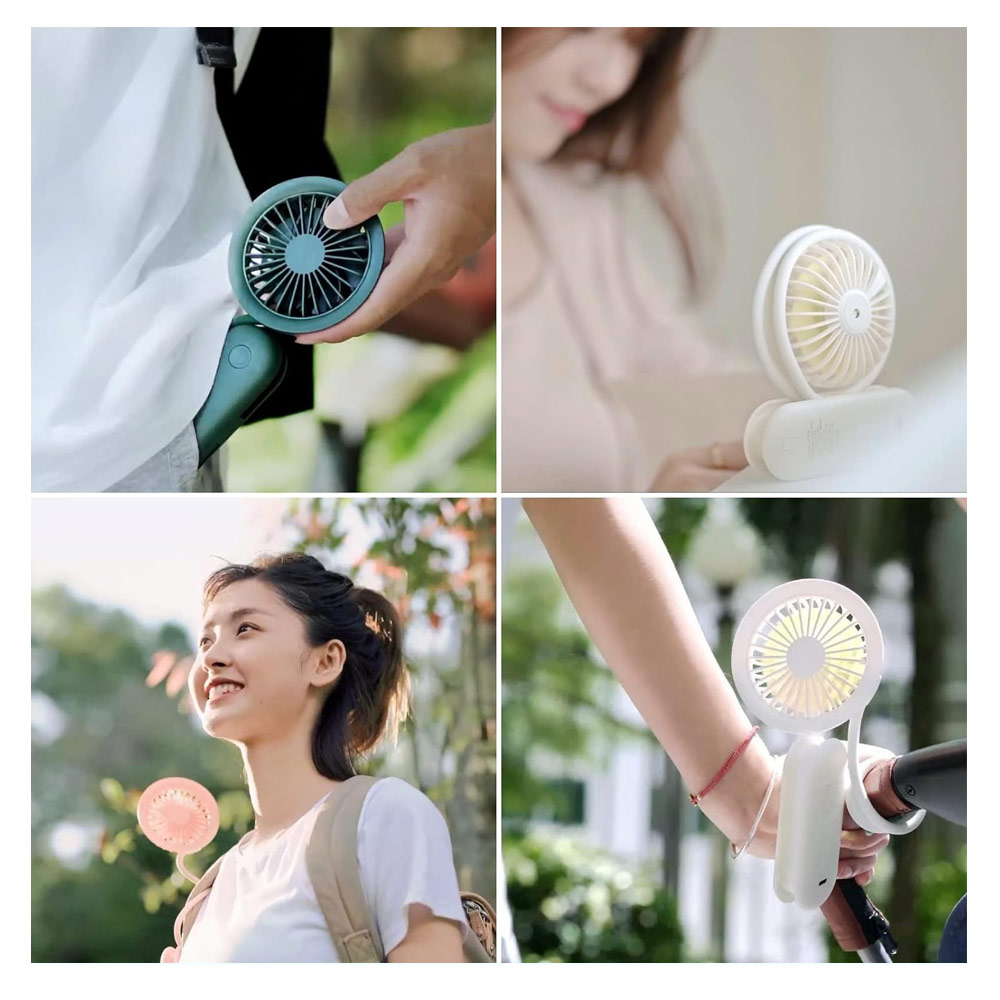 Picture of Jisulife Versatile Handheld Mini Fan Portable Rechargeable 2000mAh Hanging Handheld Mini Fan for Outdoor Indoor Badminton Court Concert Picnic Camping FA15 (Green)