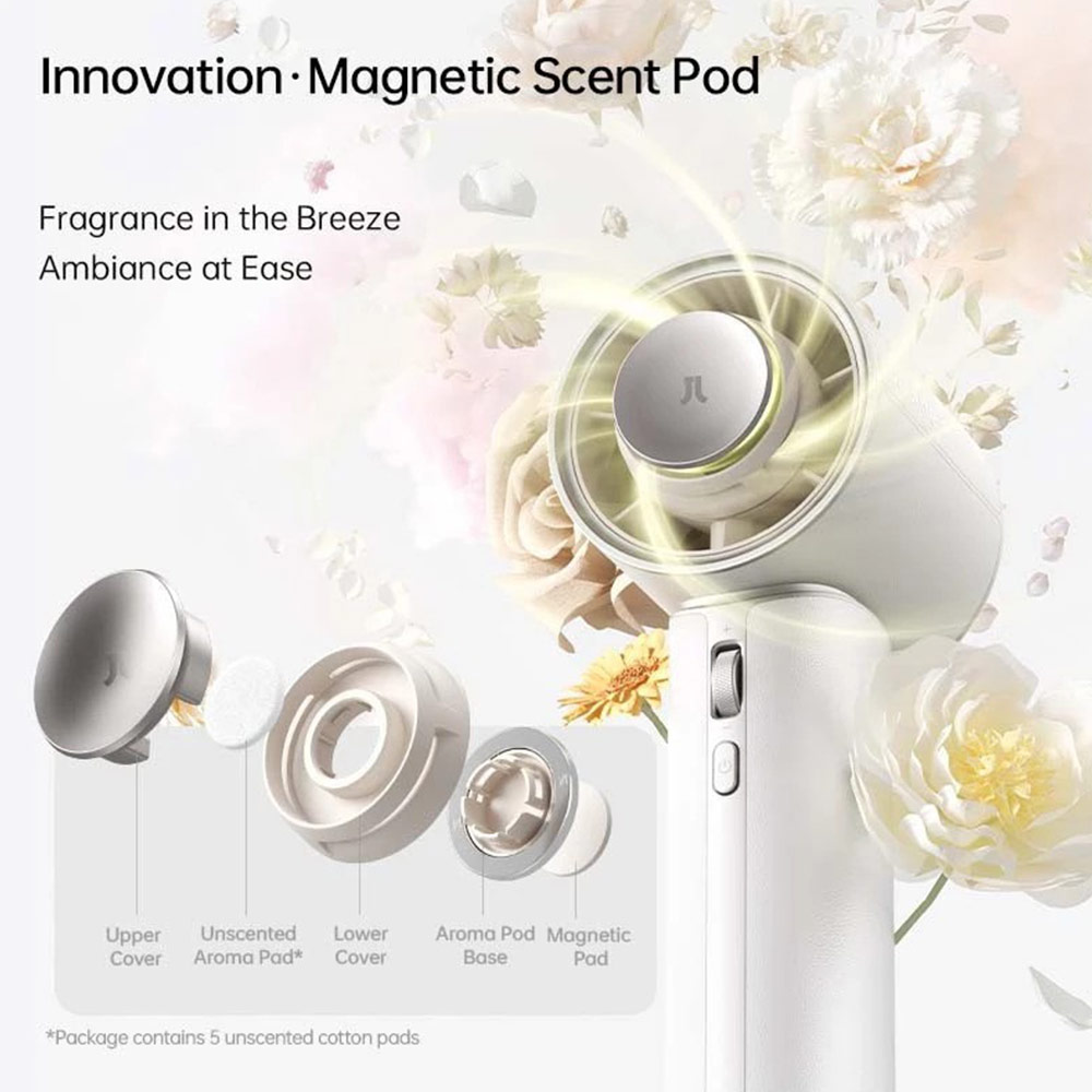 Picture of JisuLife Handheld Fan Pro1 Mini Size Aromatherapy Leather Design Compact Portable 30h Long Battery Ultra Quiet (Black)