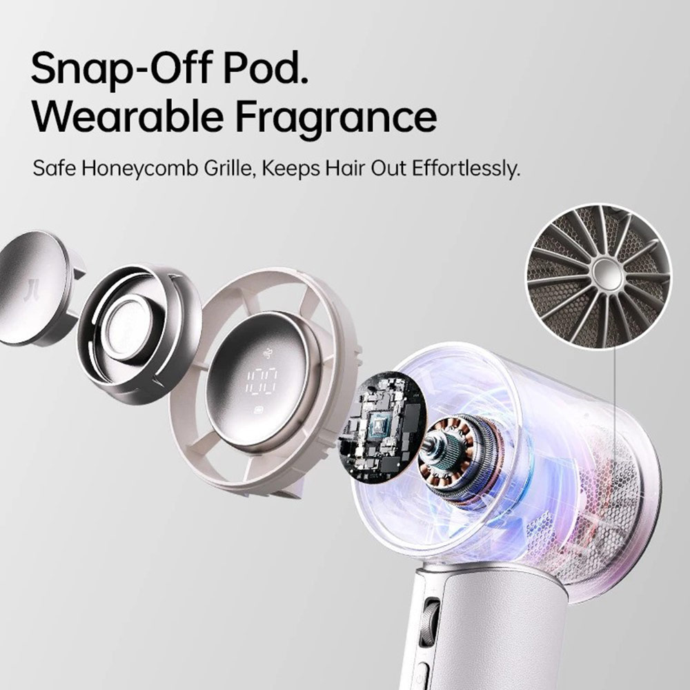 Picture of JisuLife Handheld Fan Pro1 Mini Size Aromatherapy Leather Design Compact Portable 30h Long Battery Ultra Quiet (Black)