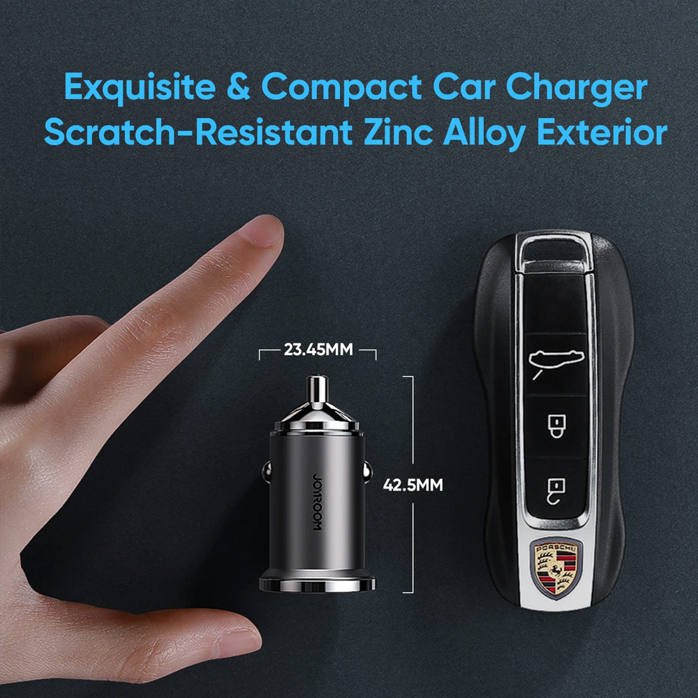 Picture of Joyroom 45W Mini Fast Speed High Speed Zinc Alloy Car Charger PD Delivery FCP AFC QC3.0 for iPhone 12 Pro Max iPhone 12 Mini iPhone 11 Pro Max Galaxy S21 Ultra Note 20 Ultra Huawei Mate 40 Pro P40 Pro (Tarnish)