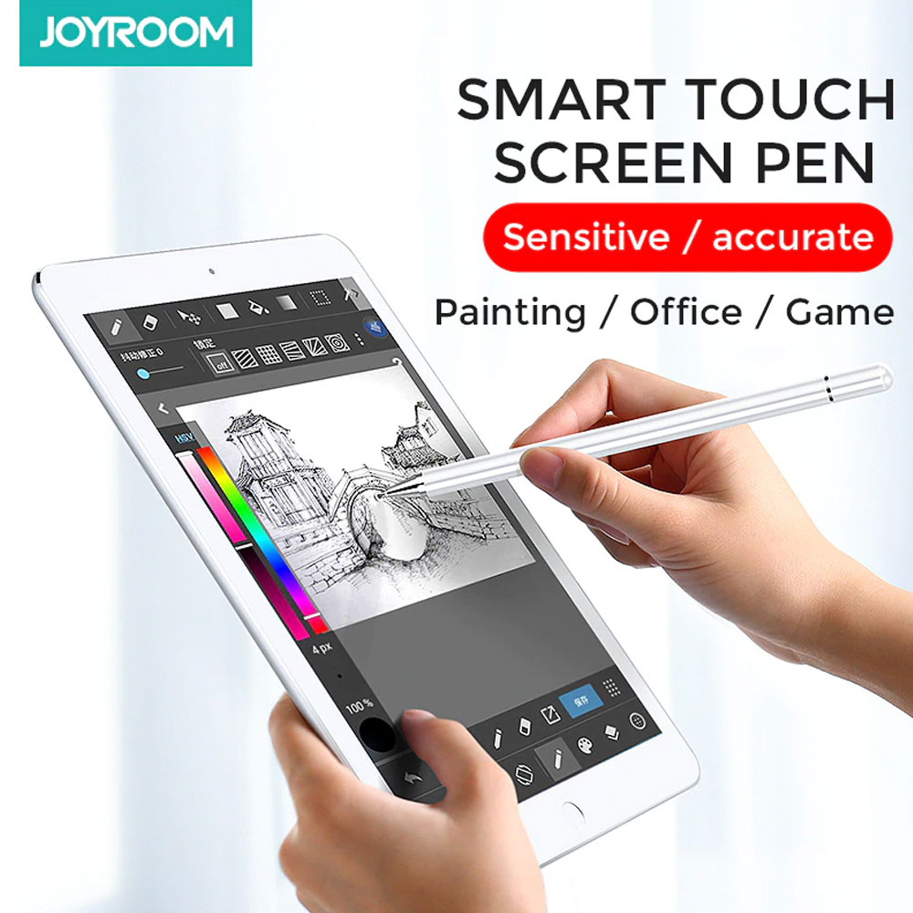 Picture of Joyroom Capacitive Touch Pen Stylus for iPads iPad Pro Tablets 175mm with Extra Tip (Piano White)