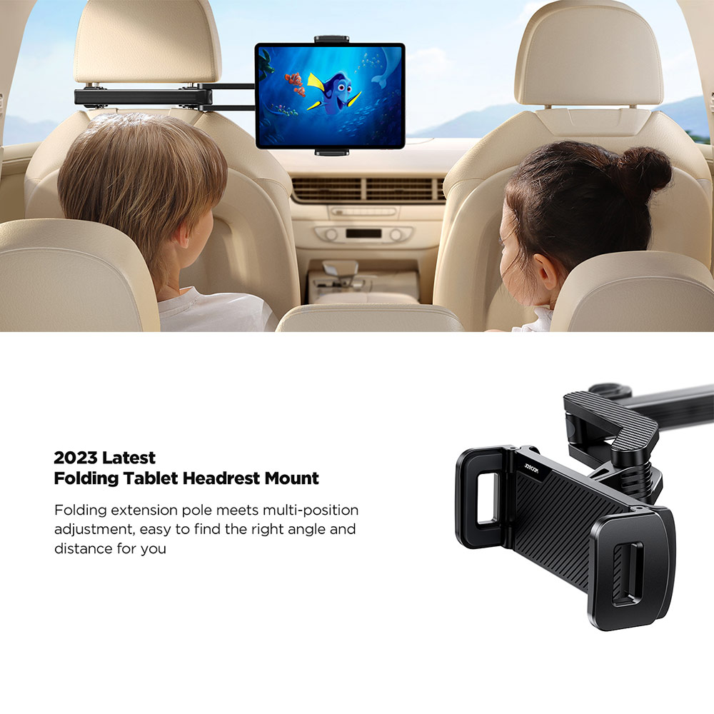 Picture of Joyroom BackSeat HeadRest Rear Seat Rotatable Expandable Extend Adjusttable Solid Stable Car Mount Holder for Smartphone Tablets 4.7" - 12.9"  (Black)