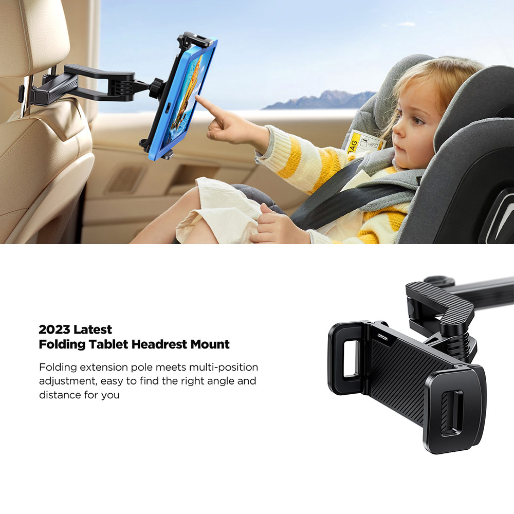 Picture of Joyroom BackSeat HeadRest Rear Seat Rotatable Expandable Extend Adjusttable Solid Stable Car Mount Holder for Smartphone Tablets 4.7" - 12.9"  (Black)