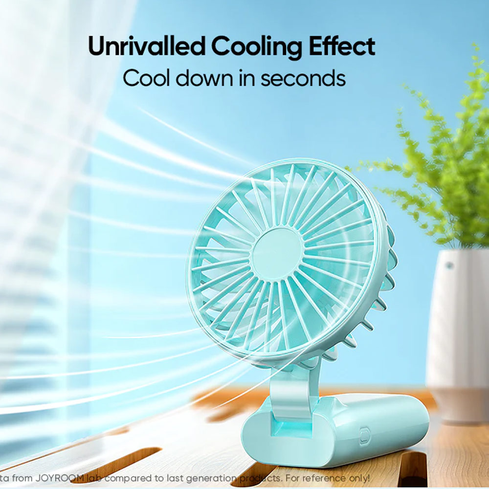 Picture of Joyroom JR-CY451 5 Speed Hold and Stand On Desk Folding Handheld Fan with digital display 4000mAh (Blue)