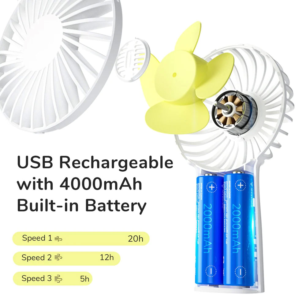 Picture of Jisulife Malaysia 3 Speed Wind Portable Rechargeble 4000mAh Handheld Fan for Outdoor Badminton Court Concert Picnic Camping (Pink)
