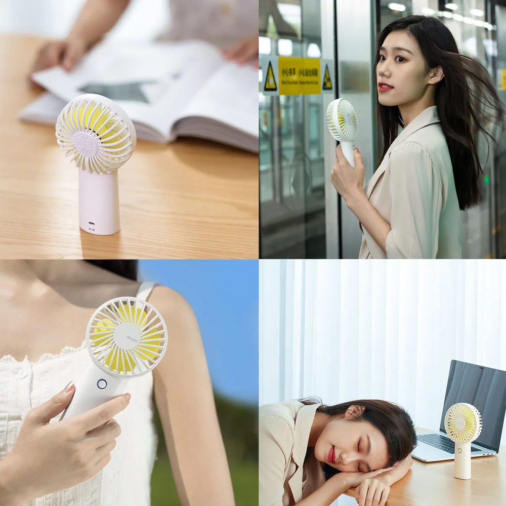 Picture of Jisulife Malaysia 3 Speed Wind Portable Rechargeble 4000mAh Handheld Fan for Outdoor Badminton Court Concert Picnic Camping (White)