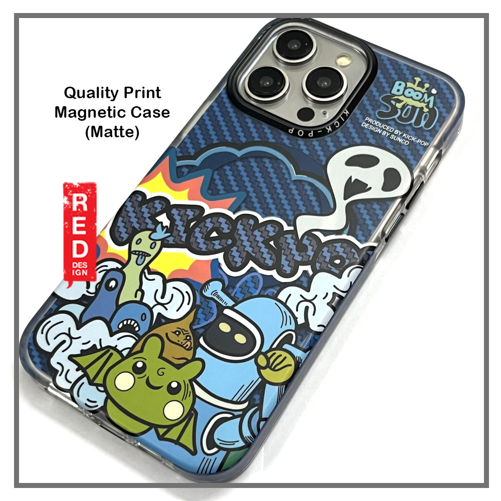 Picture of Apple iPhone 15 Pro 6.1 Case | KickPop Creative Fashion Art Magnetic Impact Drop Protection Aluminum Lens Frame Case Casing for iPhone 15 Pro 6.1 (Boom Sun)