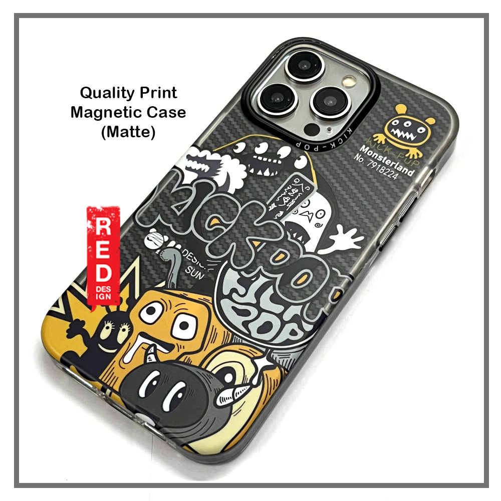 Picture of Apple iPhone 15 Pro 6.1 Case | KickPop Creative Fashion Art Magnetic Impact Drop Protection Aluminum Lens Frame Case Casing for iPhone 15 Pro 6.1 (Monster Land)