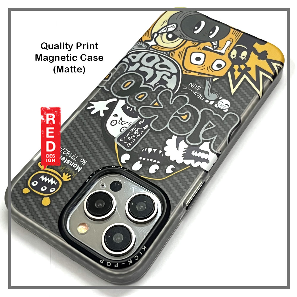 Picture of Apple iPhone 15 Pro 6.1 Case | KickPop Creative Fashion Art Magnetic Impact Drop Protection Aluminum Lens Frame Case Casing for iPhone 15 Pro 6.1 (Monster Land)