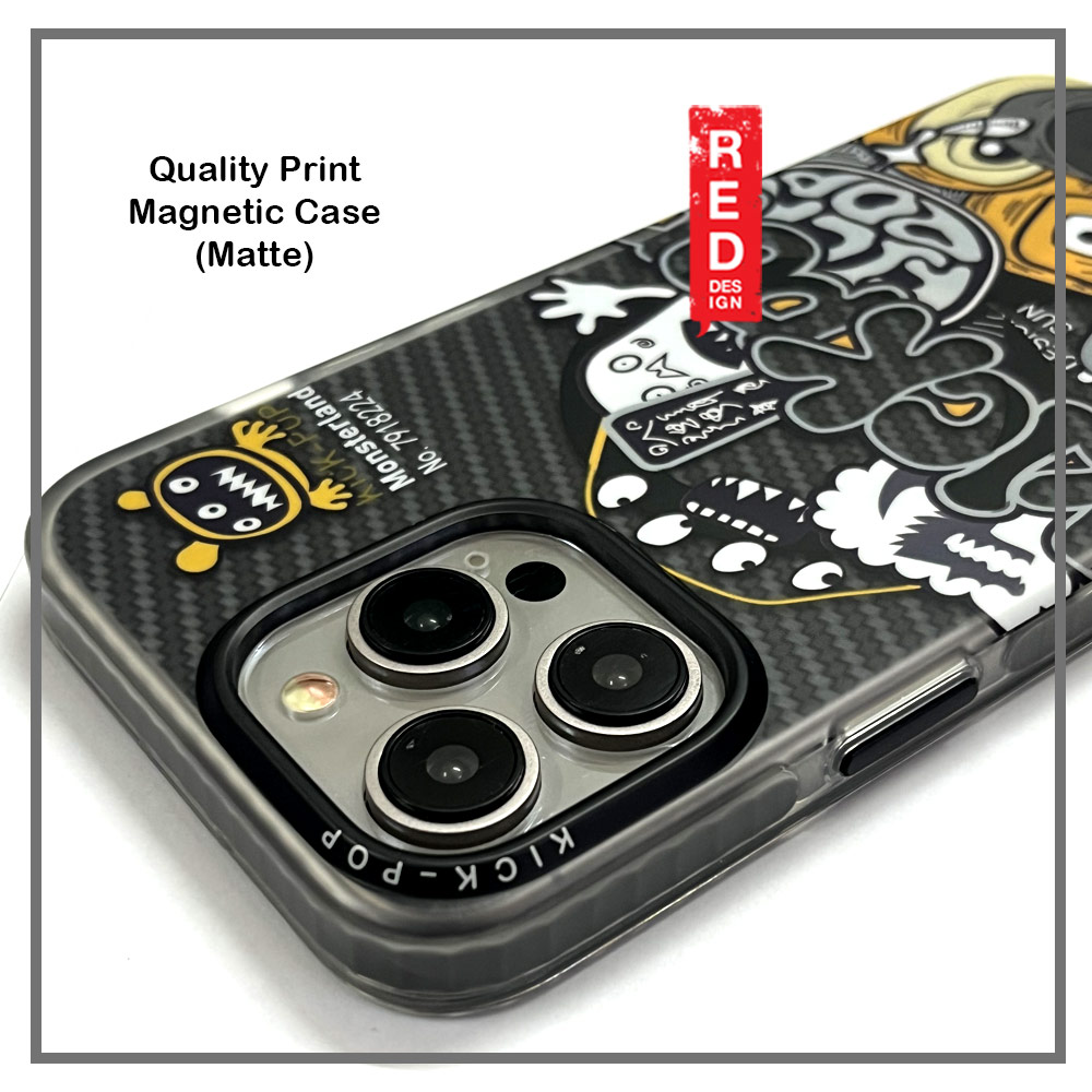 Picture of Apple iPhone 15 Pro 6.1 Case | KickPop Creative Fashion Art Magnetic Impact Drop Protection Aluminum Lens Frame Case Casing for iPhone 15 Pro 6.1 (Monster Land)