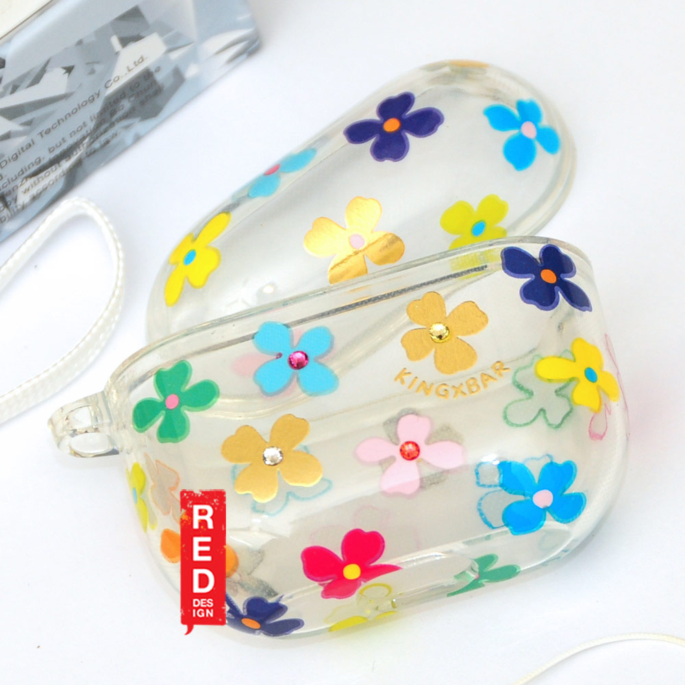 Picture of Apple Airpods 3 Case | Kingxbar Floral Design Series High Quality Soft Case with Crystal for Airpods 3rd Gen 2021 Clear Case (Colorful)