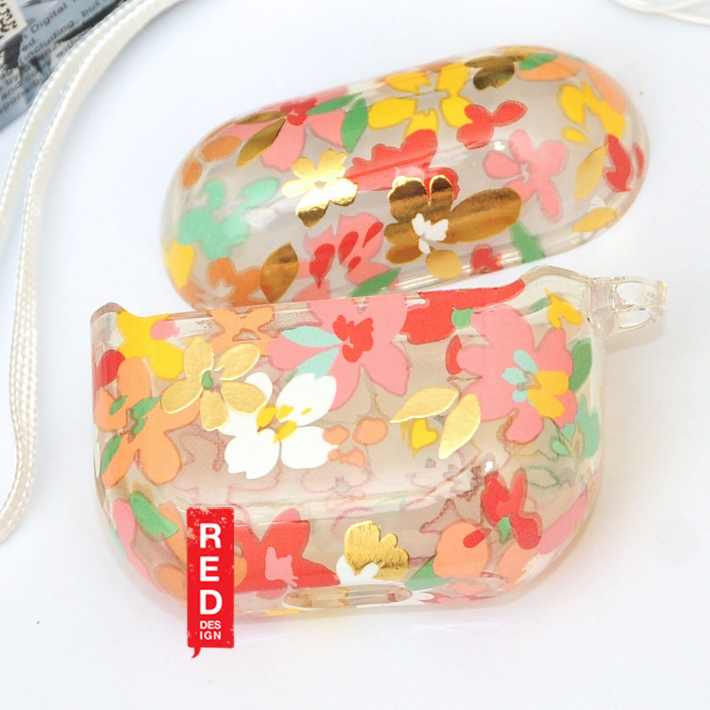 Picture of Apple Airpods 3 Case | Kingxbar Floral Design Series High Quality Soft Case with Crystal for Airpods 3rd Gen 2021 Clear Case (Peach)