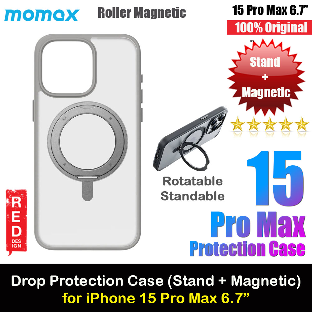 Picture of Momax CaseForm Roller Magnetic Case with Rotatable Stand Drop Protective Case iPhone 15 Pro Max 6.7 (Matte Gray) Apple iPhone 15 Pro Max 6.7- Apple iPhone 15 Pro Max 6.7 Cases, Apple iPhone 15 Pro Max 6.7 Covers, iPad Cases and a wide selection of Apple iPhone 15 Pro Max 6.7 Accessories in Malaysia, Sabah, Sarawak and Singapore 