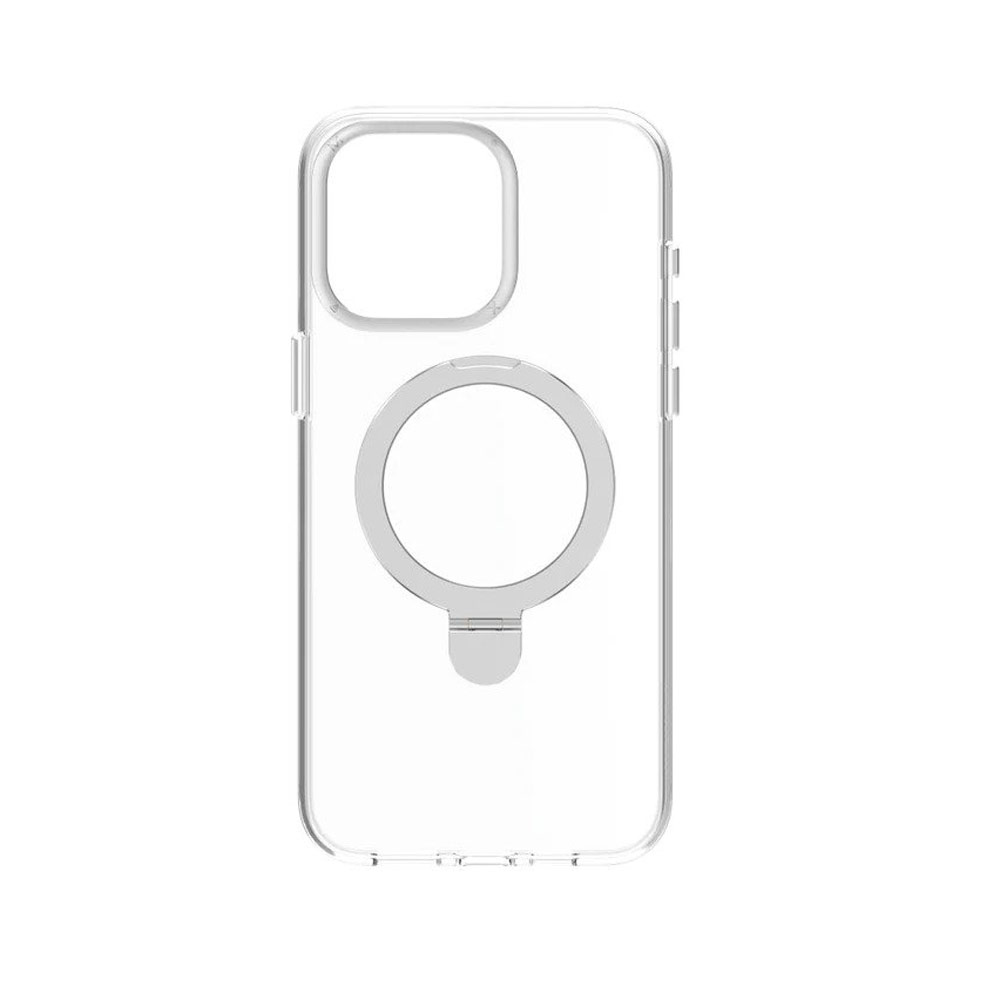 Picture of Apple iPhone 15 6.1 Case | Momax CaseForm Flip Magnetic Kickstand Ring Holder Case for iPhone 15 6.1 (Clear Silver)