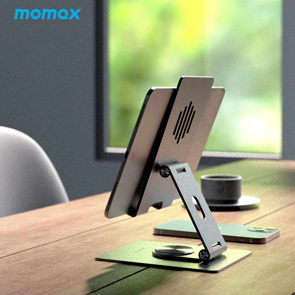 Picture of Momax Universal Rotatable Foldable Aluminum Phone Tablets Stand for iPad iPad Air iPad Pro iPhone 13 Pro Max (Gray)