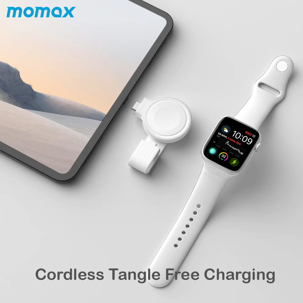 Picture of Apple Watch 45mm Charger | Momax USB-C Portable Magnetic Snap Wireless charger for Apple Watch 38mm 40mm 42mm 44mm 41mm 45mm Series 6 7 8 Ultra