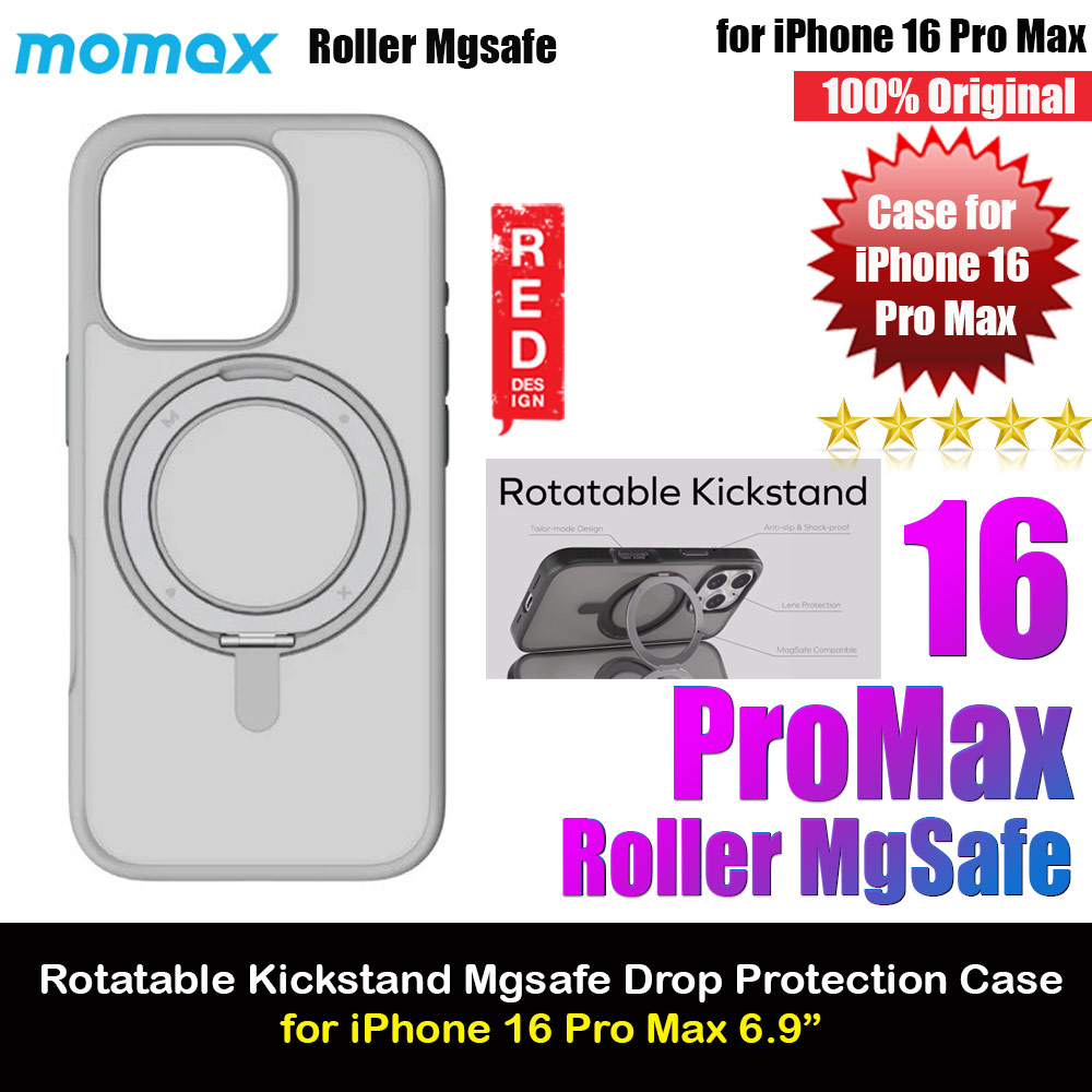 Picture of Momax CaseForm Roller Magnetic Case with Rotatable Stand Drop Protective Case iPhone 16 Pro Max 6.9 (Matte Grey) Apple iPhone 16 Pro Max 6.9- Apple iPhone 16 Pro Max 6.9 Cases, Apple iPhone 16 Pro Max 6.9 Covers, iPad Cases and a wide selection of Apple iPhone 16 Pro Max 6.9 Accessories in Malaysia, Sabah, Sarawak and Singapore 