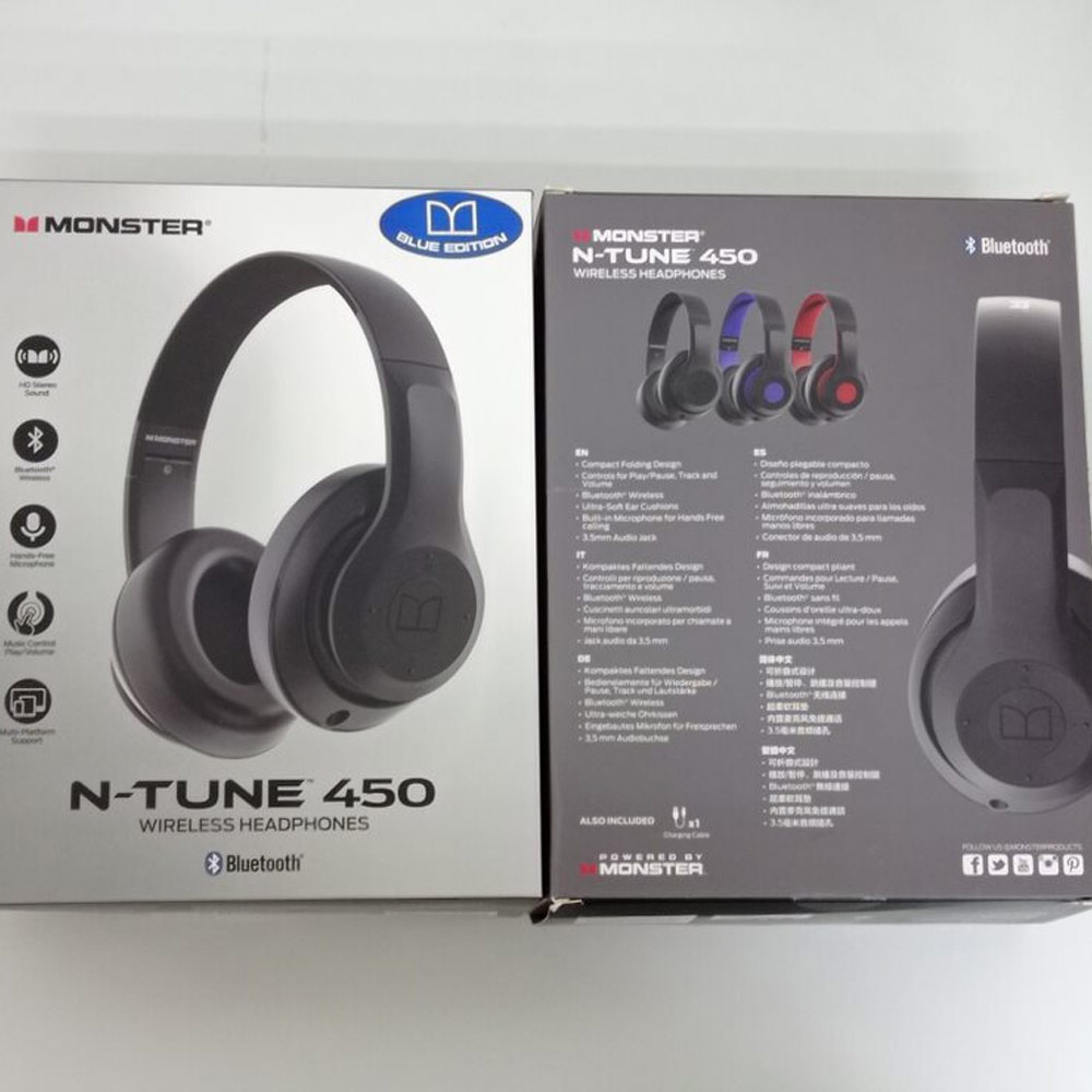 Picture of MONSTER N Tune 450 Over Ear High Quality Sound Bluetooth Wireless Headphone Headset Headphone with soft over ear cushion (Blue)