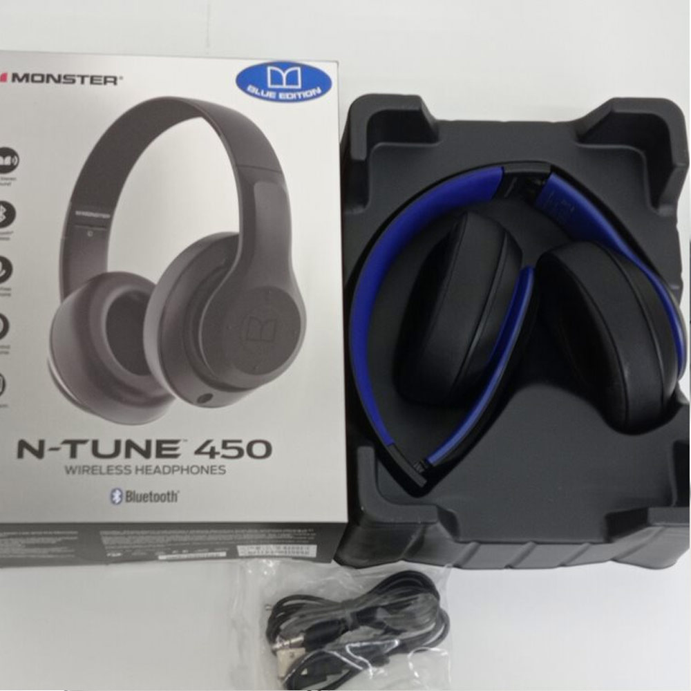 Picture of MONSTER N Tune 450 Over Ear High Quality Sound Bluetooth Wireless Headphone Headset Headphone with soft over ear cushion (Blue)