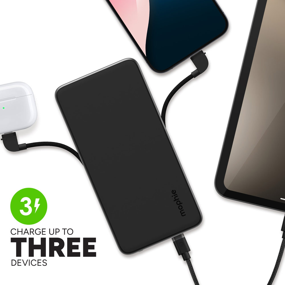 Picture of Mophie Powerstation Plus 10000mah 30W Max Fast Charge with USB C Output Built in Type C Cable L Cable  (Black)