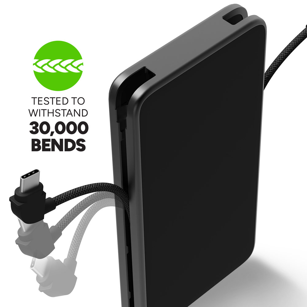 Picture of Mophie Powerstation Plus 10000mah 30W Max Fast Charge with USB C Output Built in Type C Cable L Cable  (Black)