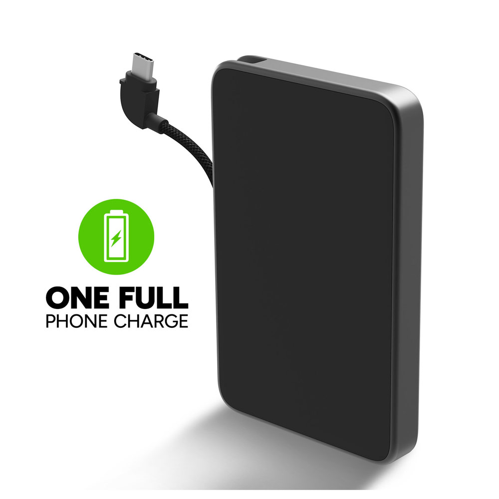 Picture of Mophie Powerstation Plus Mini 5000mah 20W Fast Charge with USB C Output Built in Type C Cable (Black)