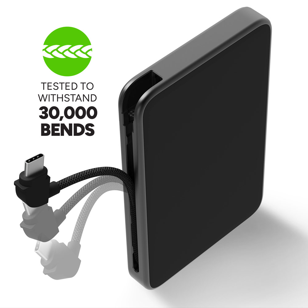 Picture of Mophie Powerstation Plus Mini 5000mah 20W Fast Charge with USB C Output Built in Type C Cable (Black)