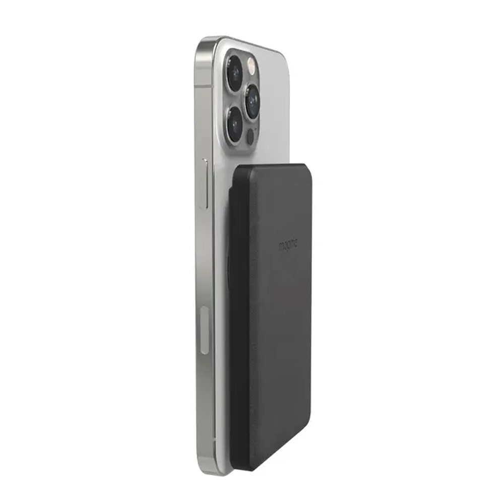 Picture of Mophie Snap Plus Juice Pack Mini Magnetic Wireless Charge Magsafe Compatible Power Bank for iPhone 13 Pro Max Smartphones Google Pixel Samsung Galaxy Qi-enabled Devices (5000mAh Grey)