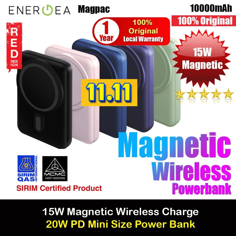 Picture of Energea Magpac Mini Magnetic Wireless Charge Charging Powerbank 15W Max 20W USB-C PD with Viewing Stand (Pink)