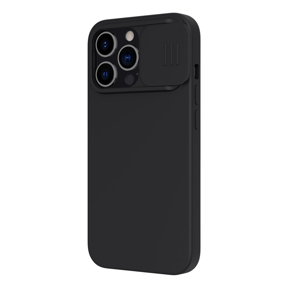 Picture of Apple iPhone 13 Pro 6.1 Case | Nillkin Camshield Silky Silicone Soft Feel Hard Case with Sliding Camera Lens Protection Cover for iPhone 13 Pro 6.1 (Black)